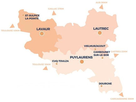 Pays de Cocagne, Le Pays de cocagne, Lautrec, Lavaur, que faire à Puylaurens, que faire à Dourgne